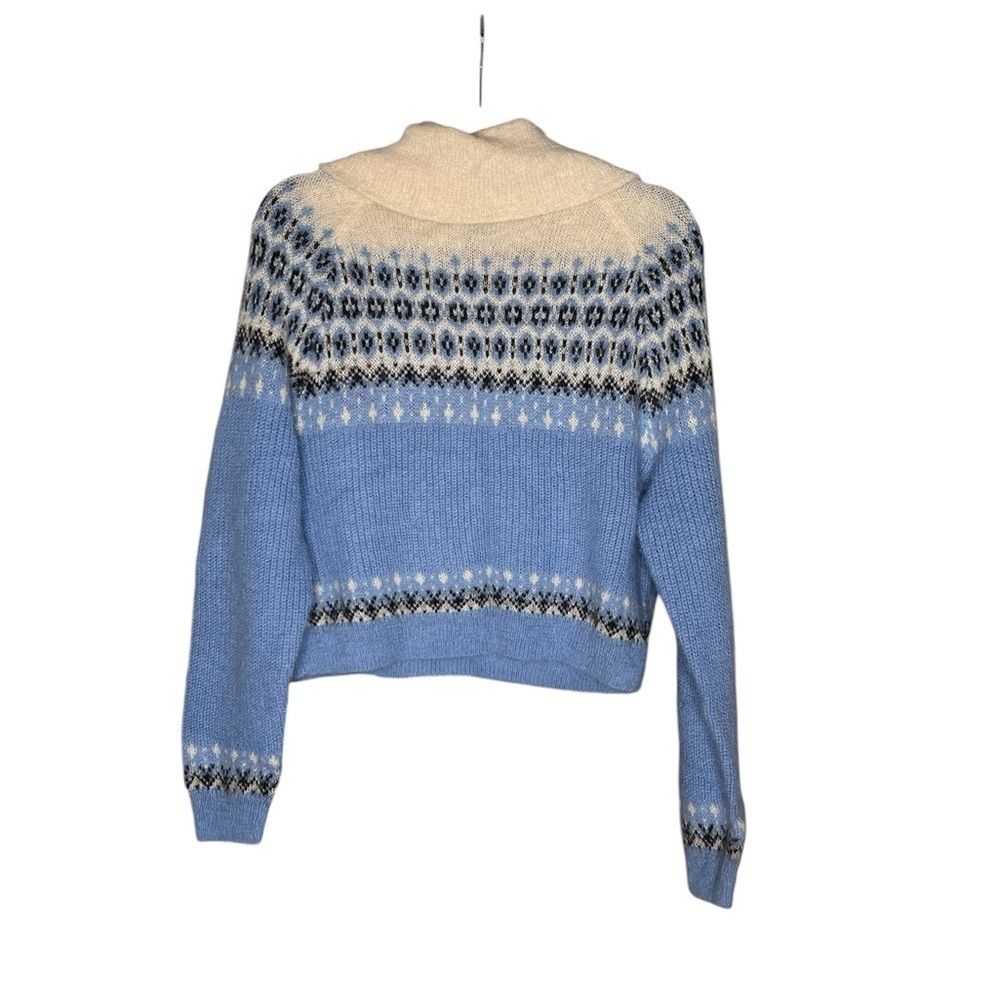 J. Crew fair isle half zip sweater in tundra buttercream alpaca and wool blend L - Picture 4 of 6